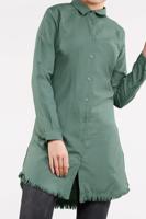 Tesettür giyim YEŞİL ETEK UCU PÜSKÜLLÜ TUNİK 2243