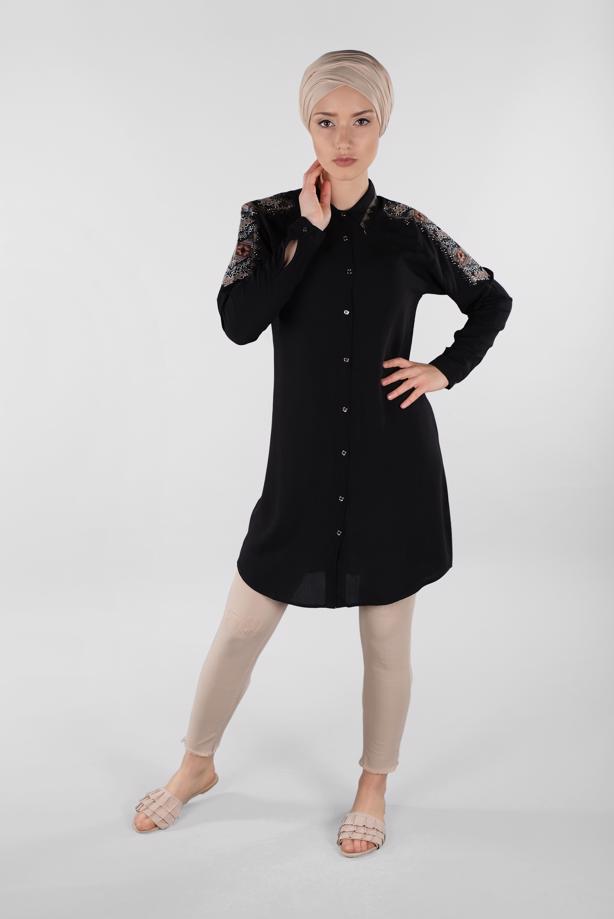 Vêtements hijab  EMBELLISHED SHIRT TUNIC 2691 - TRENDTESETTÜR