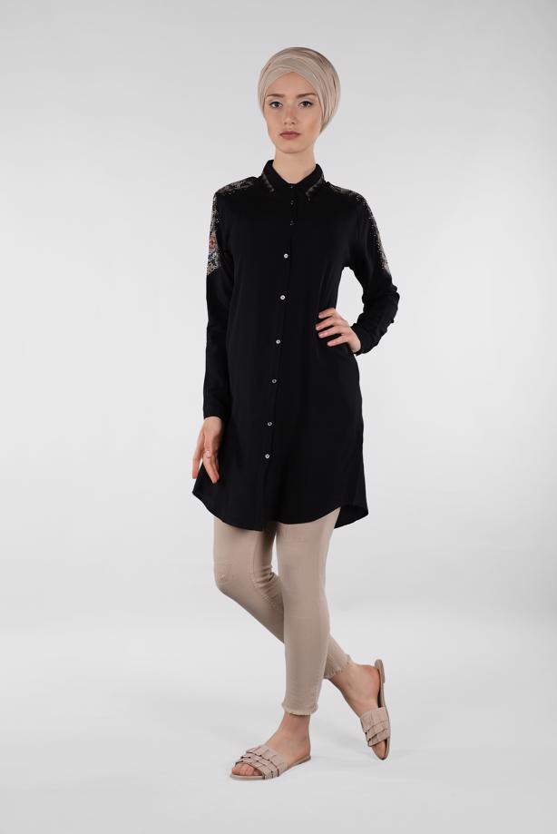 Vêtements hijab  EMBELLISHED SHIRT TUNIC 2691 - TRENDTESETTÜR