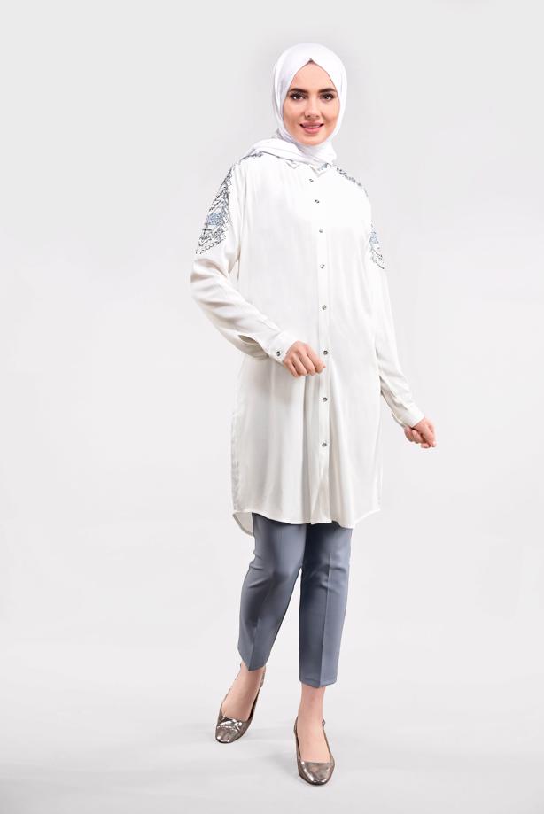 Vêtements hijab  EMBELLISHED SHIRT TUNIC 2691 - TRENDTESETTÜR