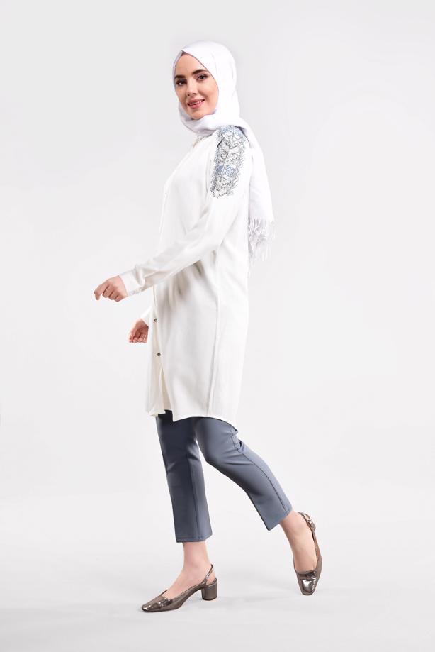 Vêtements hijab  EMBELLISHED SHIRT TUNIC 2691 - TRENDTESETTÜR