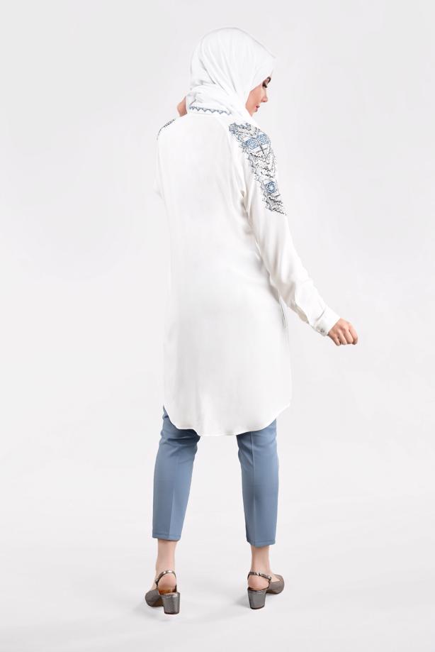 Vêtements hijab  EMBELLISHED SHIRT TUNIC 2691 - TRENDTESETTÜR