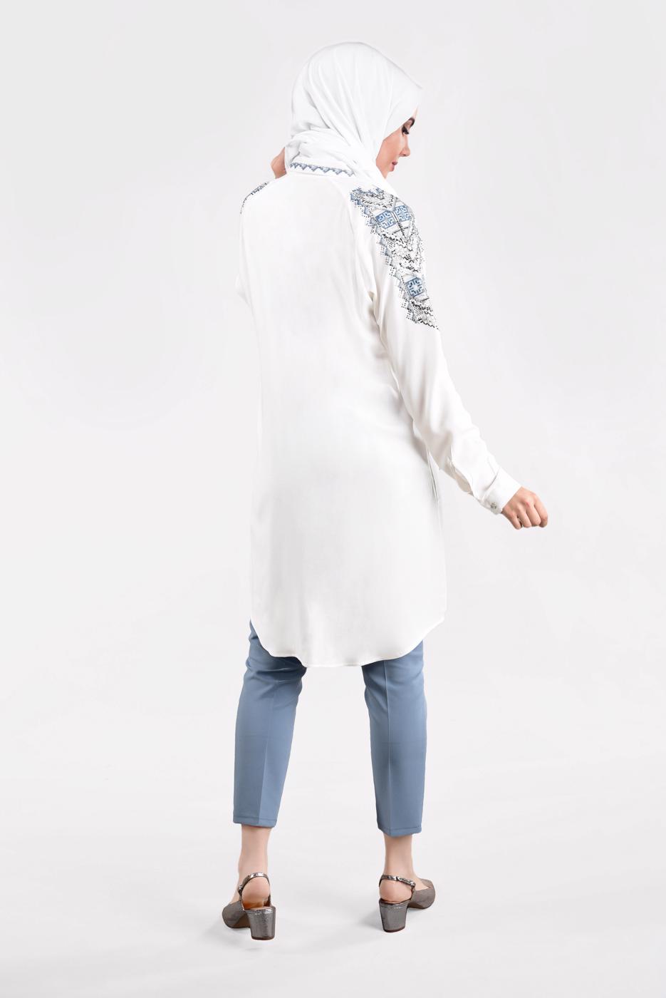 Hijab clothing CREAM EMBELLISHED SHIRT TUNIC 2691