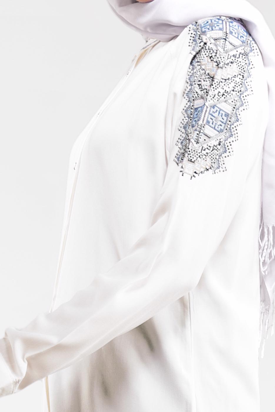 Hijab clothing CREAM EMBELLISHED SHIRT TUNIC 2691