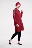Vêtements hijab ROUGE TUNIQUE CHEMISE EMBELLIE 2691