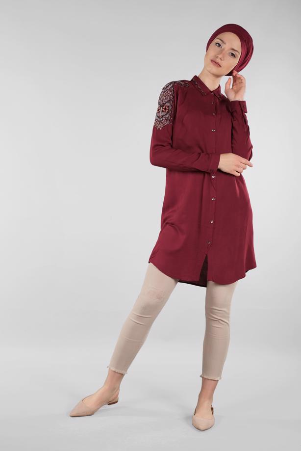 Vêtements hijab  EMBELLISHED SHIRT TUNIC 2691 - TRENDTESETTÜR