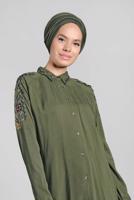 Hijab clothing KHAKI EMBELLISHED SHIRT TUNIC 2691