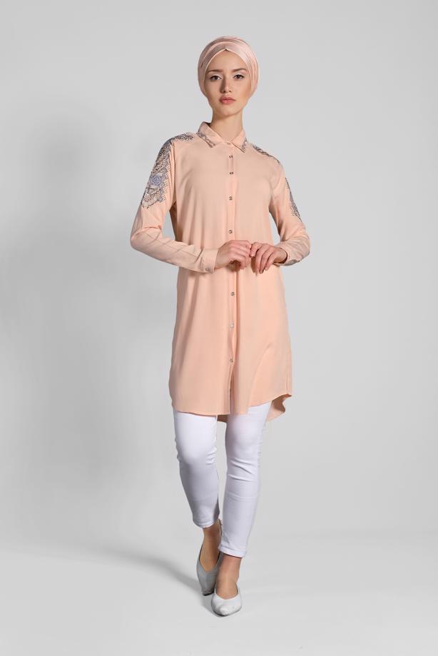 Vêtements hijab  EMBELLISHED SHIRT TUNIC 2691 - TRENDTESETTÜR