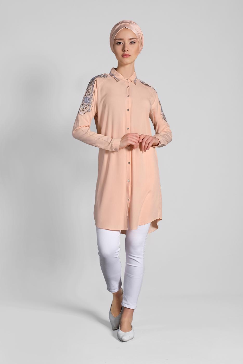 Hijab clothing POWDER EMBELLISHED SHIRT TUNIC 2691