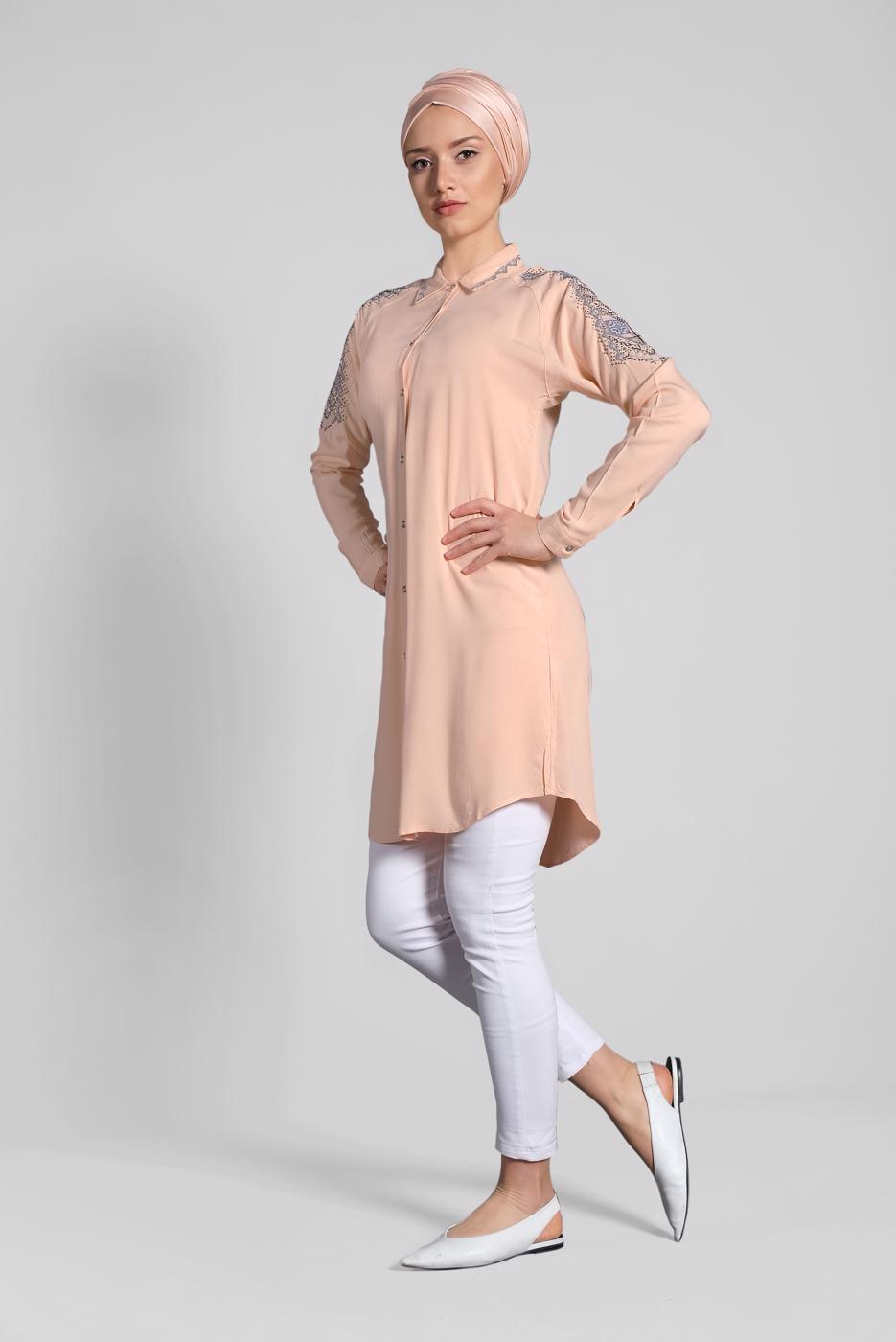 Hijab clothing POWDER EMBELLISHED SHIRT TUNIC 2691