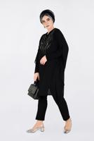 Tesettür giyim SİYAH MULTİ ŞİFON 2&prime;Lİ TUNİK 2819 