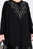 Tesettür giyim SİYAH MULTİ ŞİFON 2&prime;Lİ TUNİK 2819 