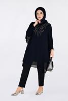 Tesettür giyim LACİVERT MULTİ ŞİFON 2&prime;Lİ TUNİK 2819 