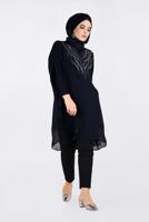 Tesettür giyim LACİVERT MULTİ ŞİFON 2&prime;Lİ TUNİK 2819 