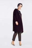 Vêtements hijab PRUNE TUNIQUE EN MOUSSELINE EMBELLIE 2819