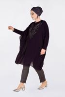 Vêtements hijab PRUNE TUNIQUE EN MOUSSELINE EMBELLIE 2819