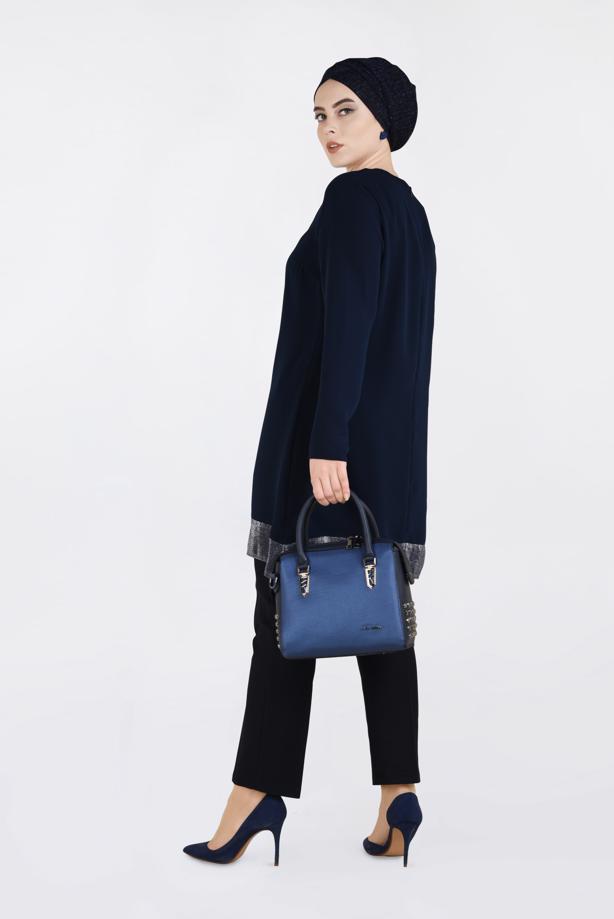 Vêtements hijab BLEU MARINE TUNIQUE EMBELLIE 2822 - TRENDTESETTÜR