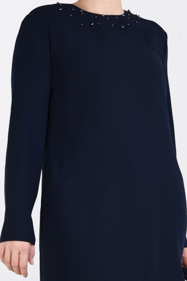 Vêtements hijab BLEU MARINE TUNIQUE EMBELLIE 2822 - TRENDTESETTÜR