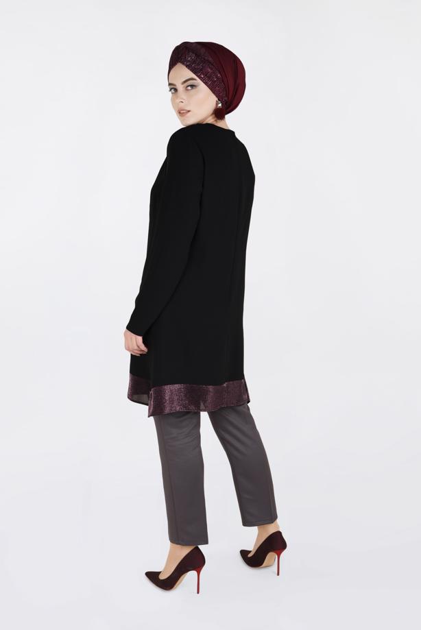 Vêtements hijab NOIR TUNIQUE EMBELLIE 2822 - TRENDTESETTÜR