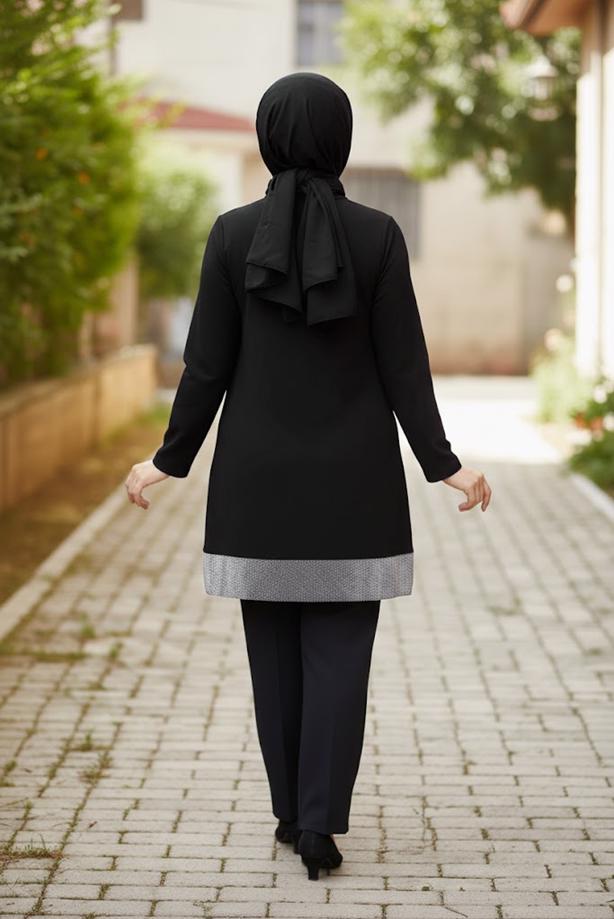 Vêtements hijab NOIR TUNIQUE EMBELLIE 2822 - TRENDTESETTÜR