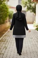 Tesettür giyim SİYAH ETEK UCU SİM ŞERİT DETAYLI TUNİK 2822 