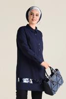 Vêtements hijab BLEU MARINE TUNIQUE CHEMISE À SEQUINS 2824