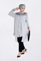 Tesettür giyim GRİ PUL PAYET DETAYLI TUNİK 2825 