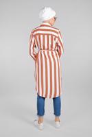 Tesettür giyim EKRU BELDEN BAĞCIK DETAYLI ÇİZGİLİ TUNİK  2924 