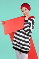 Vêtements hijab NOIR SWEATSHIRT RAYÉ 3038 