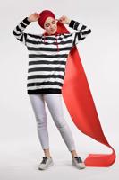 Vêtements hijab NOIR SWEATSHIRT RAYÉ 3038 