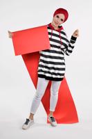 Vêtements hijab NOIR SWEATSHIRT RAYÉ 3038 