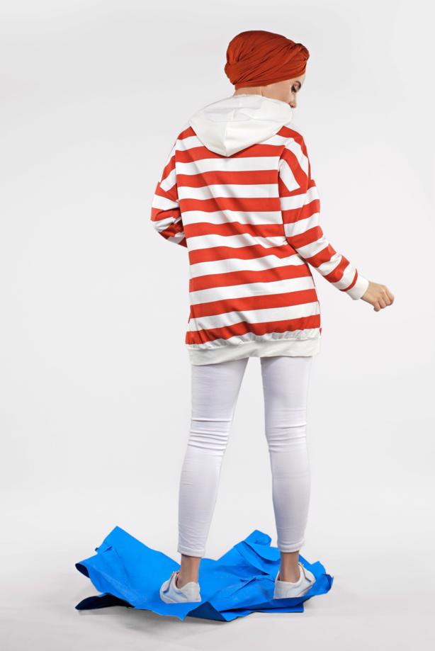 Vêtements hijab  STRIPPED HOODIE 3038  - TRENDTESETTÜR