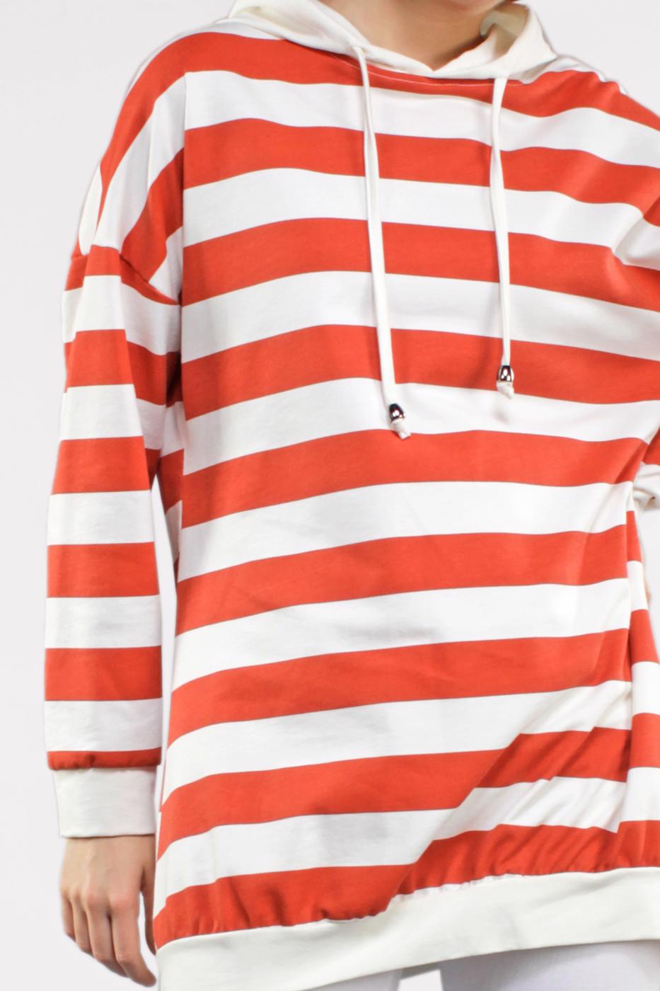 Vêtements hijab ORANGE SWEATSHIRT RAYÉ 3038 