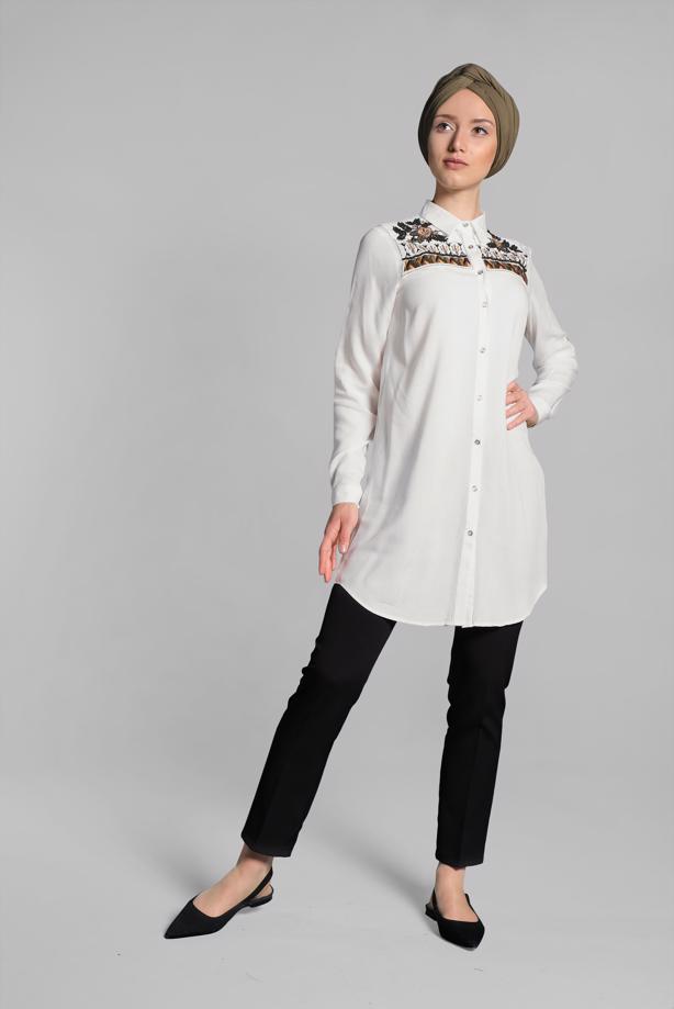 Vêtements hijab  EMBROIDERED SHIRT 3174  - TRENDTESETTÜR