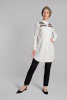 Hijab clothing WHITE EMBROIDERED SHIRT 3174 