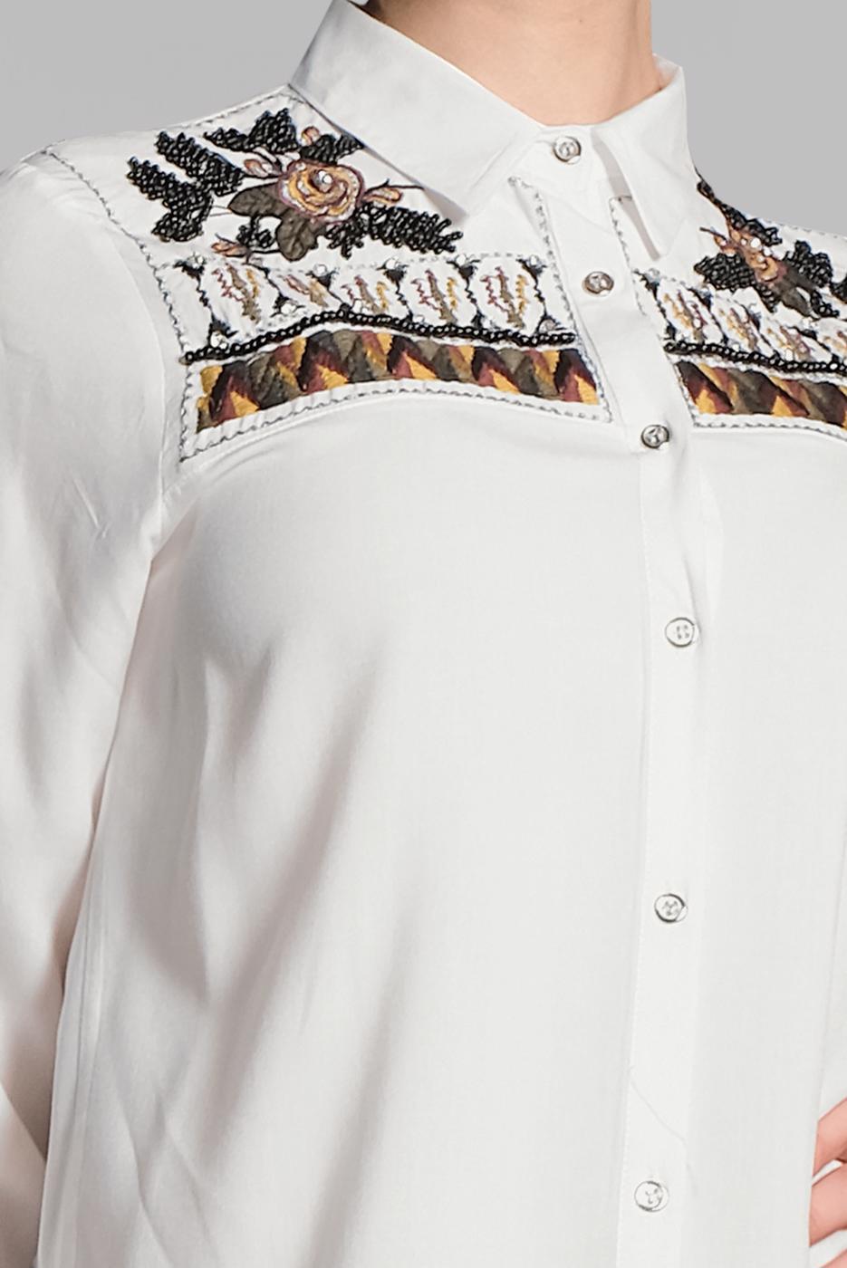 Hijab clothing WHITE EMBROIDERED SHIRT 3174 