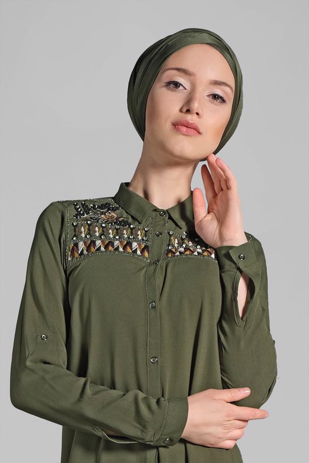 Vêtements hijab  EMBROIDERED SHIRT 3174  - TRENDTESETTÜR