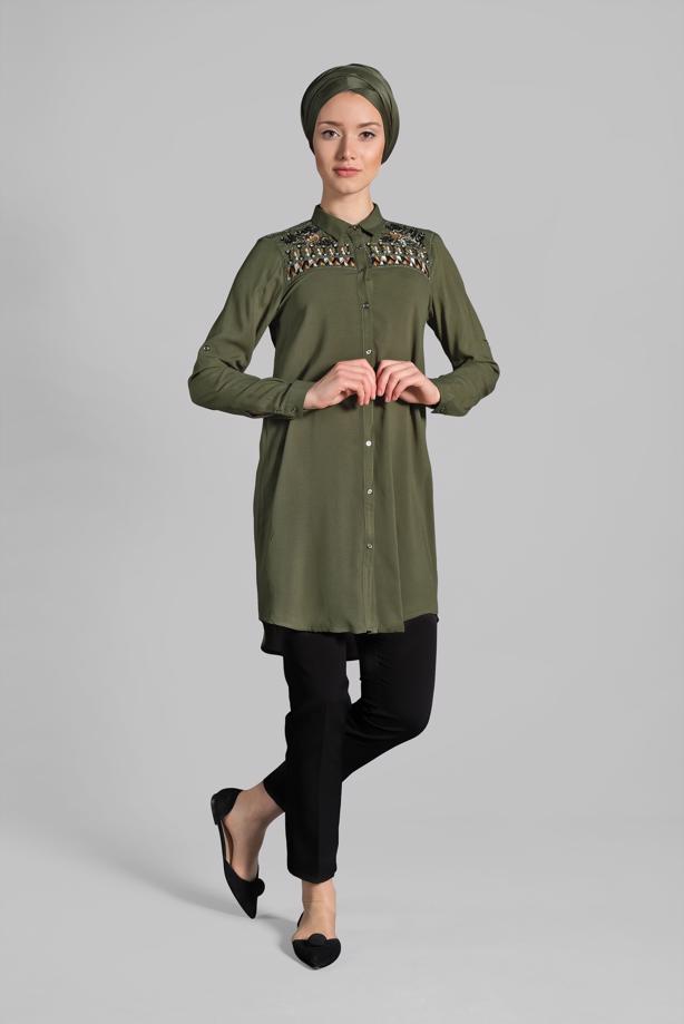 Vêtements hijab  EMBROIDERED SHIRT 3174  - TRENDTESETTÜR