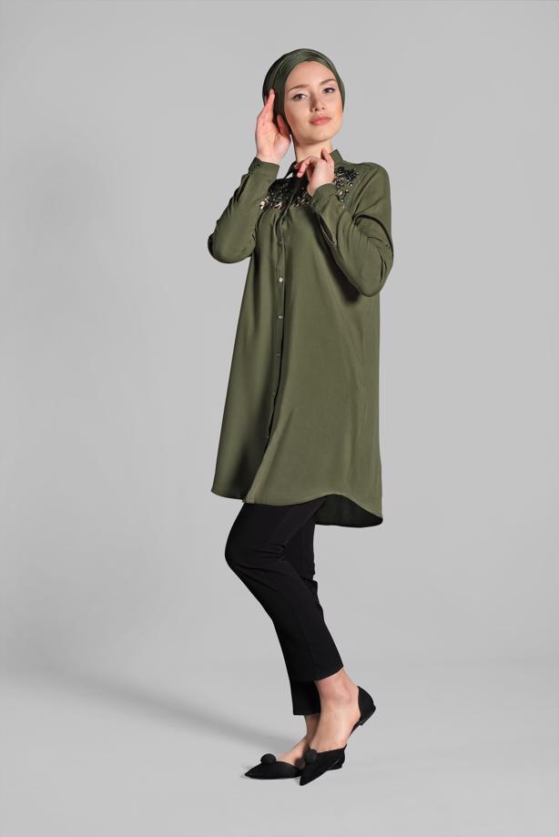 Vêtements hijab  EMBROIDERED SHIRT 3174  - TRENDTESETTÜR