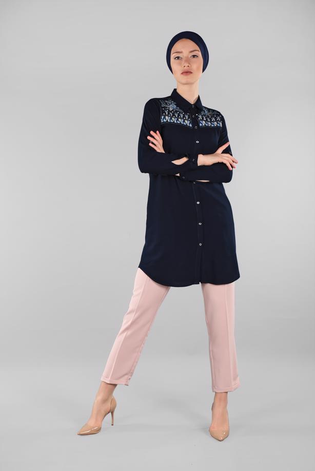 Vêtements hijab  EMBROIDERED SHIRT 3174  - TRENDTESETTÜR