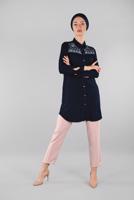 Vêtements hijab BLEU MARINE CHEMISE BRODÉE 3174 