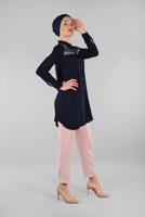 Vêtements hijab BLEU MARINE CHEMISE BRODÉE 3174 