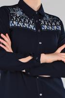 Vêtements hijab BLEU MARINE CHEMISE BRODÉE 3174 