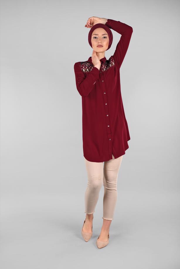 Vêtements hijab  EMBROIDERED SHIRT 3174  - TRENDTESETTÜR