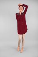 Hijab clothing CLARET RED EMBROIDERED SHIRT 3174 