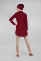 Hijab clothing CLARET RED EMBROIDERED SHIRT 3174 