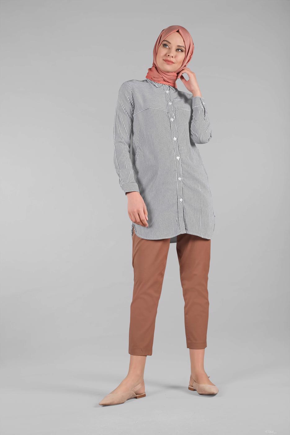 Hijab clothing BLACK STRIPPED SHIRT 3333