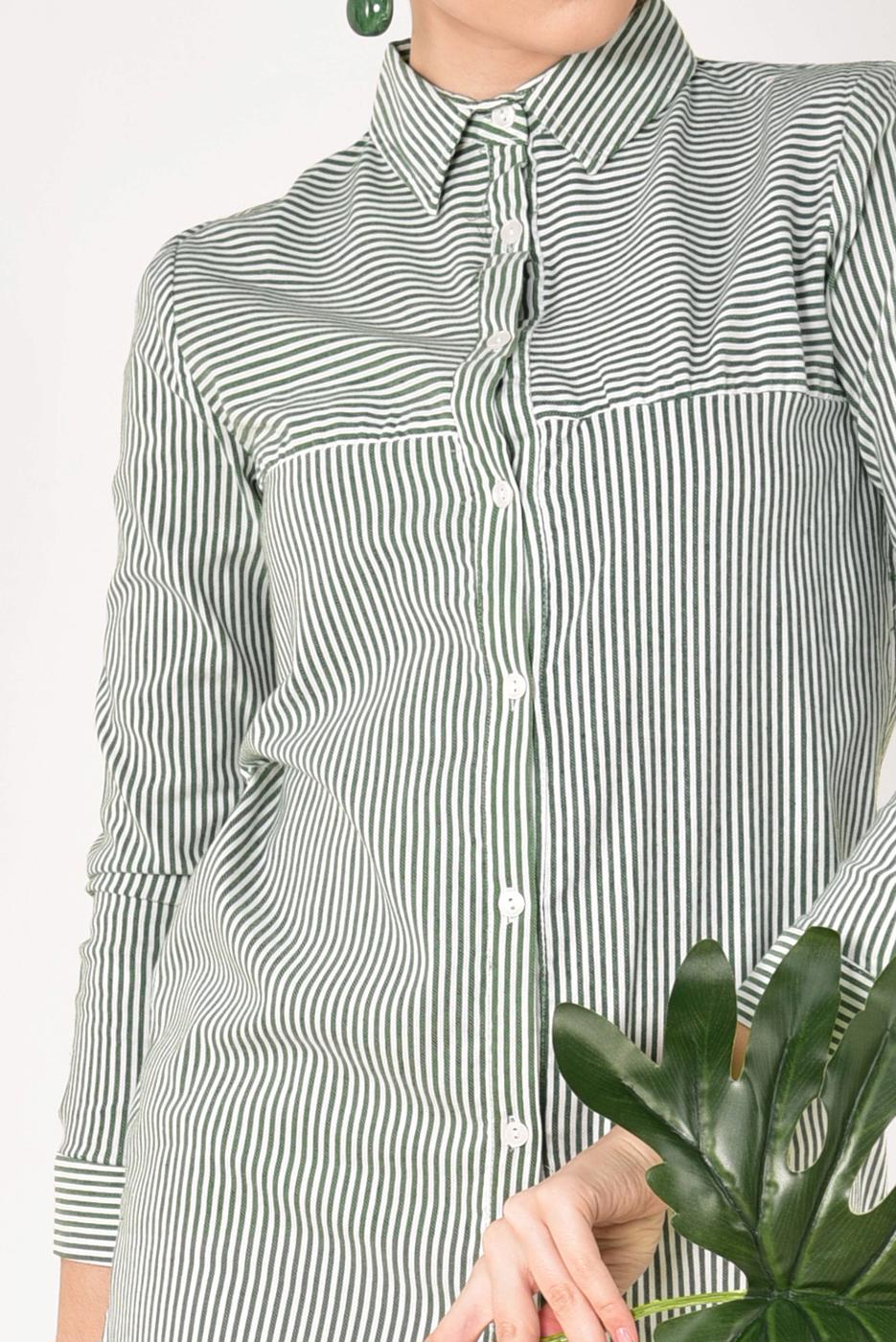 Hijab clothing GREEN STRIPPED SHIRT 3333