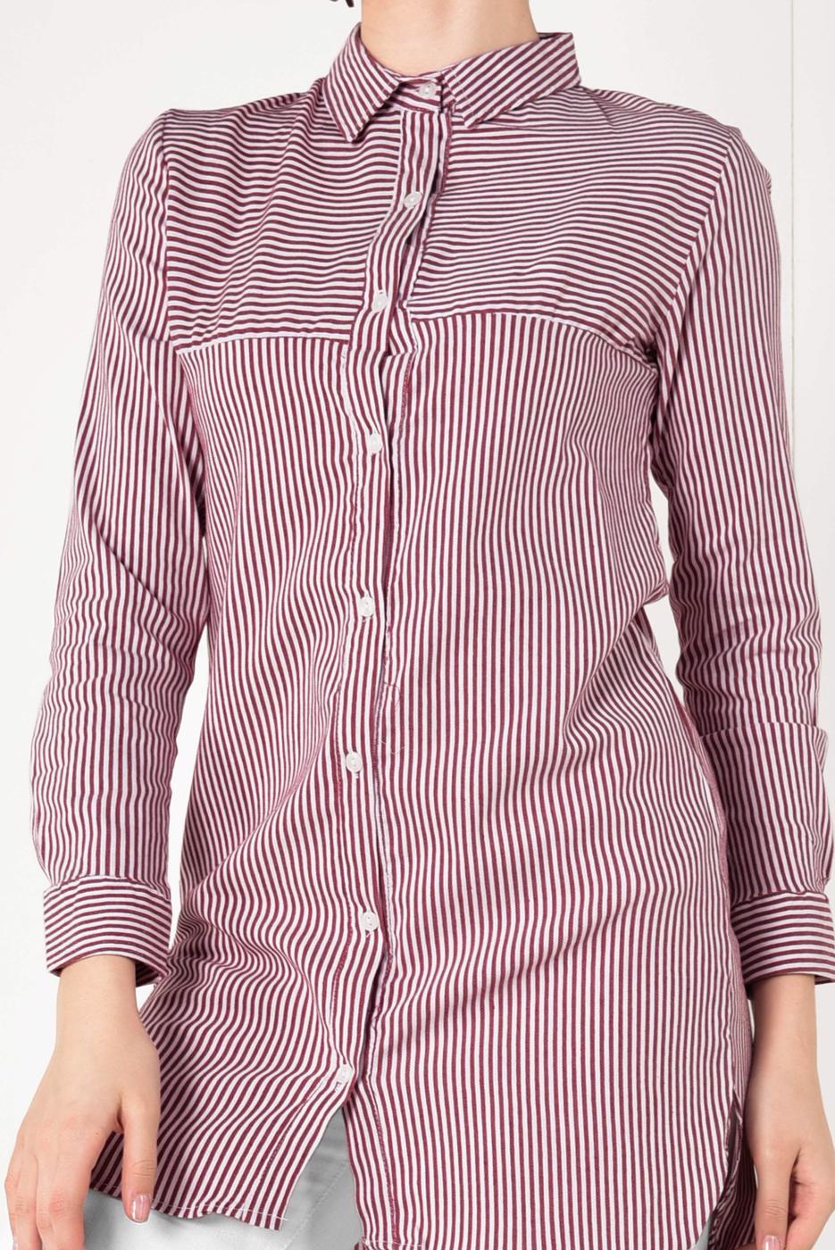Hijab clothing CLARET RED STRIPPED SHIRT 3333