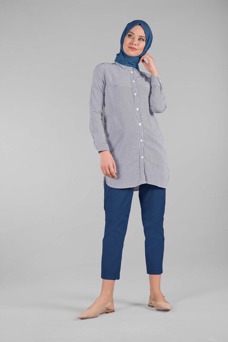 Hijab clothing NAVY BLUE STRIPPED SHIRT 3333